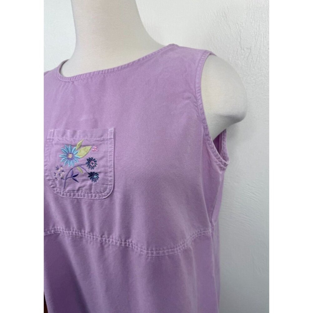 AKS Womens‎ Lavendar Floral Midi 100% Lyocell Dress Size Large Cottage Core Cute - Picture 3 of 7